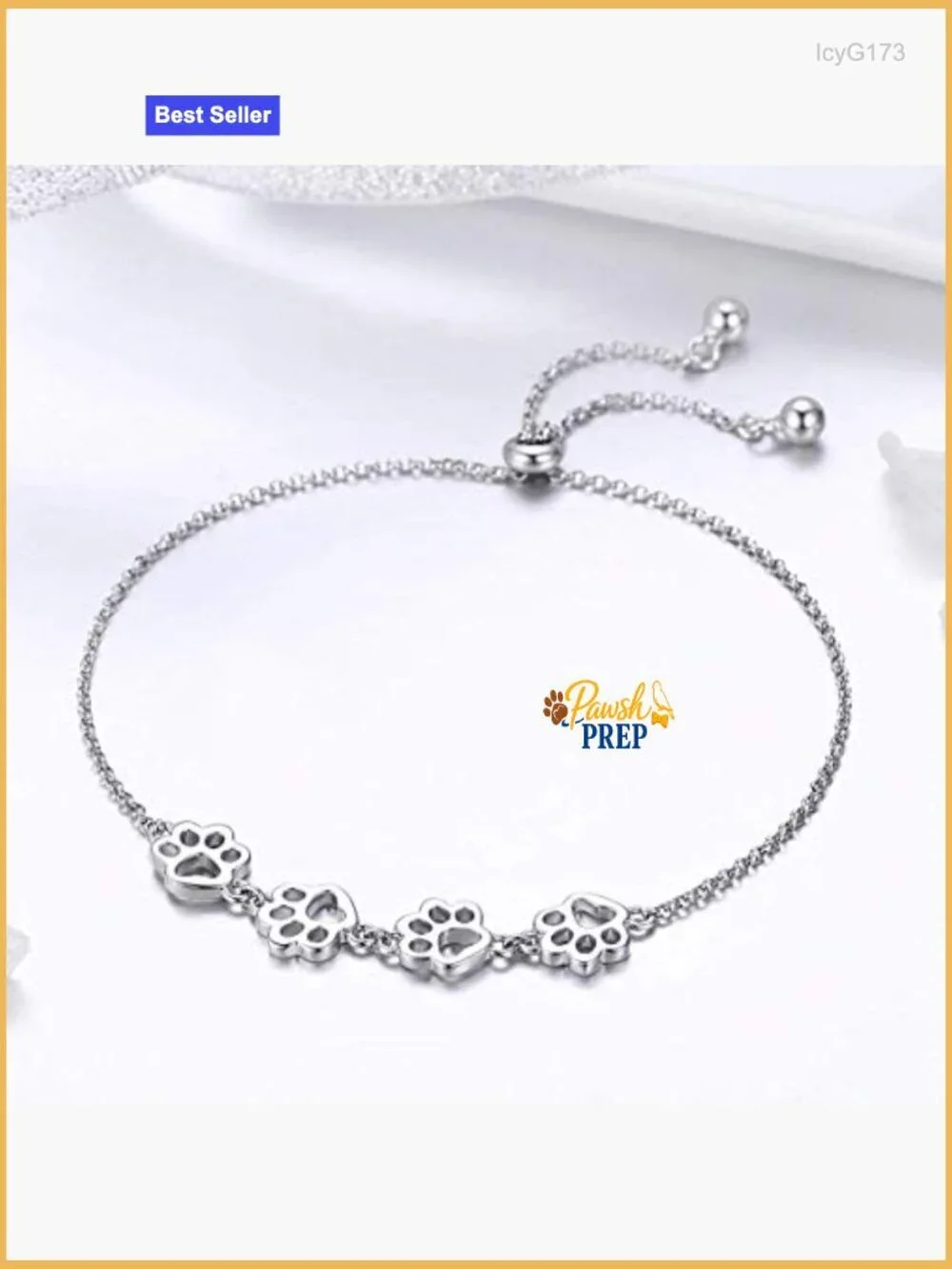 925 Sterling Silver Adjustable Paw Print Charm Bracelet for Pet Lovers